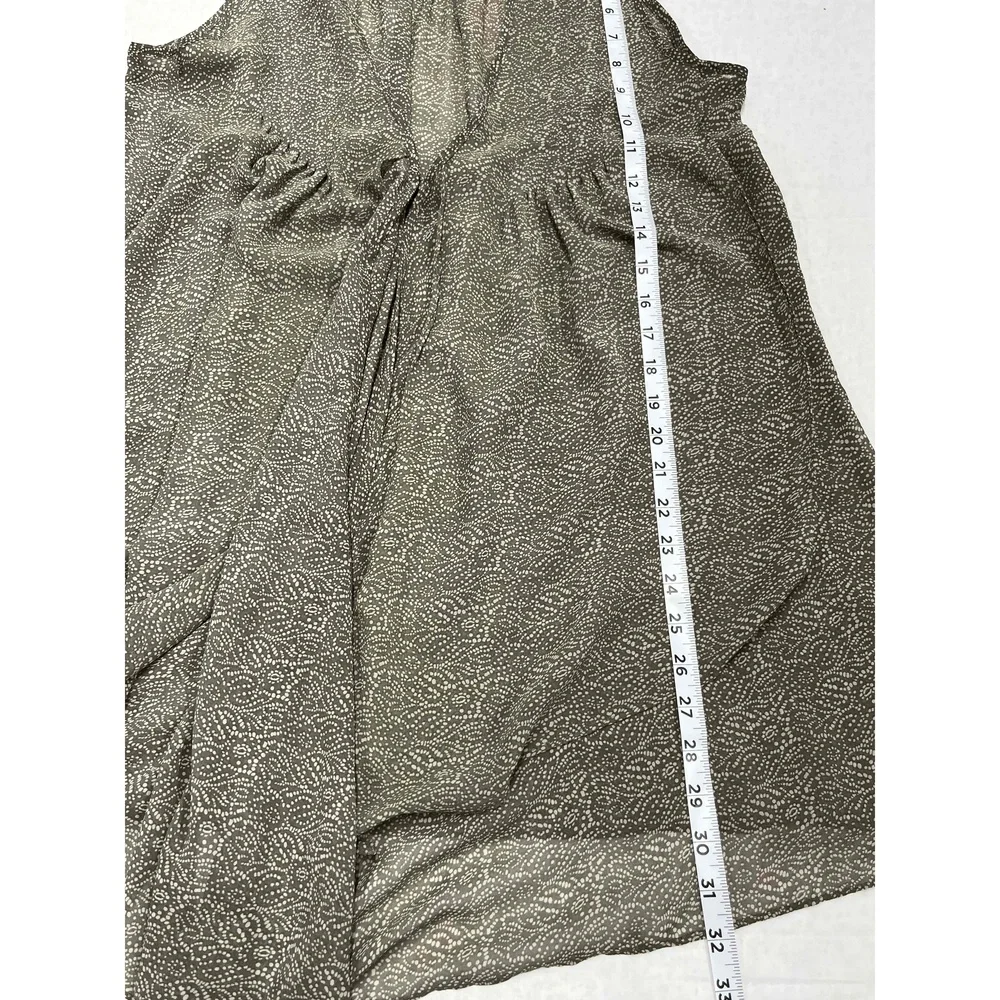Cabi Sheer Printed Sleeveless Vest Brown/Tan‎ Front Clasp Lagenlook Tunic Medium